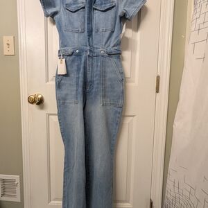 Good American Light Blue Denim Overalls